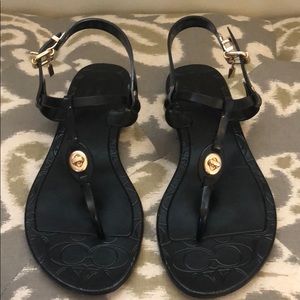 Authentic Black Coach Piccadilly Jelly Sandals